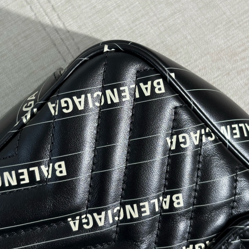 GUCCI Black Leather GG Marmont Shoulder Bag with Balenciaga Print Medium GHW - Picture 9 of 17